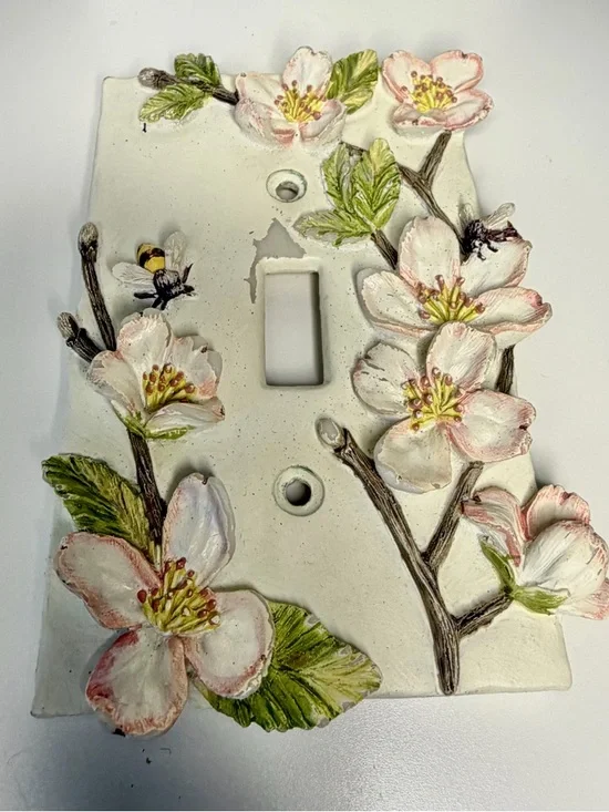 Wall Decor | Vintage Ceramic Cherry Blossom Light Switch Cover Hand ...